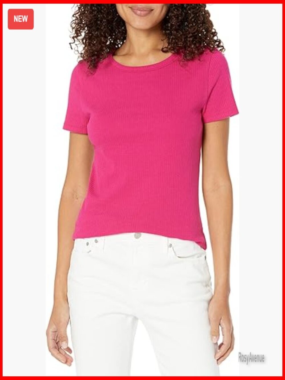 Short Sleeve Ribbed Tee, Regular Fit, Cotton Blend, Casual & Dressy